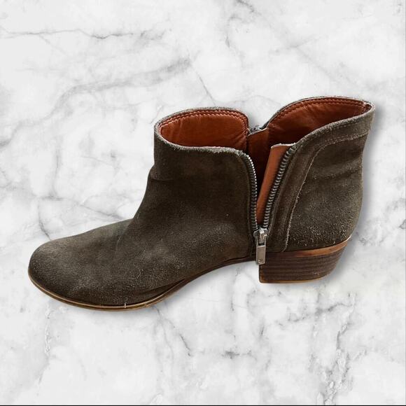 Lucky Brand Women's Suede Booties size 10 Zip up Short Low heel boots - Picture 2 of 9